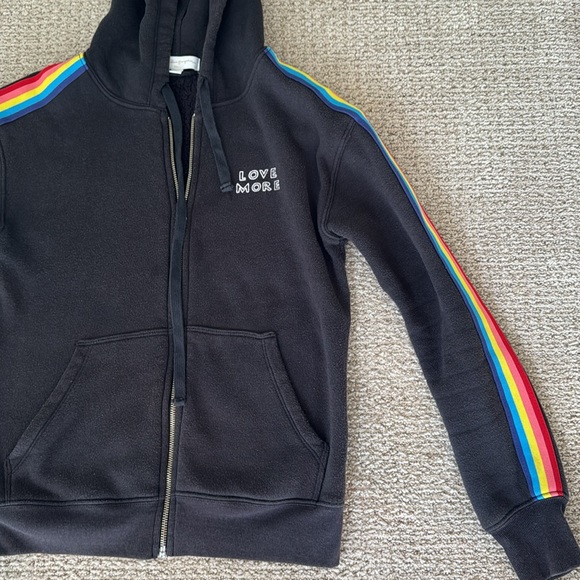 Spiritual Gangster Rainbow Stripe Love More Zip-Up Sweatshirt Hoodie - Picture 4 of 7